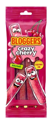 Мармелад BLOGGERS Crazy Cherry трубочка в кисло-сладкой обсыпке 75г
