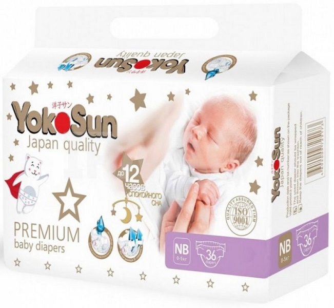 Подгузники для детей YOKOSUN Premium NB36 ( 0-5 кг ) 36шт