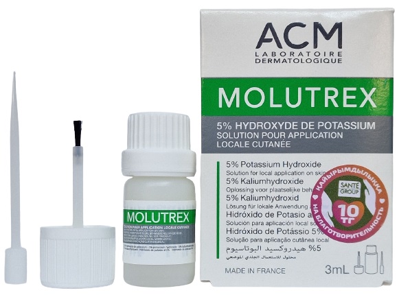 Молютрекс раствор 5% 3 мл ( гидроксида калия ) ( для удаления контагиозного моллюска ) ACM Molutrex