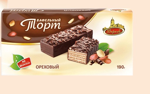 ВерескТорт вафельный глазированный  Ореховый на фруктозе  190г