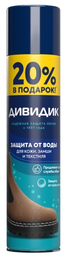 Пропитка аэрозольная водоотталкивающая бесцветная для кожи замши велюра Дивидик Спорт 250 мл