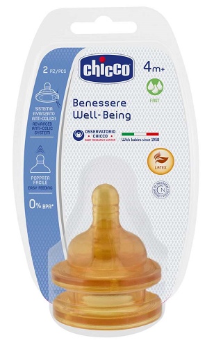 Соска Латексная CHICCO Well-Being 4м+ (2шт)