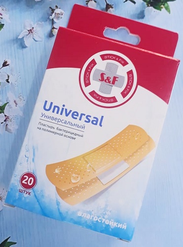 Лейкопластырь Бактерицидный S&F 20 шт 19*72 мм Universal Влагостойкий STICK&FIX