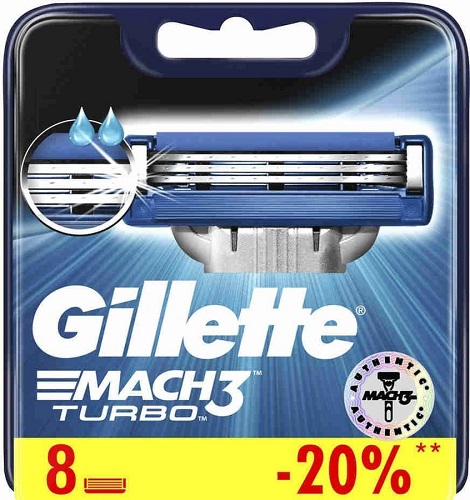 Кассеты сменные GILLETTE Mach3 Turbo Red (8шт) 81768523