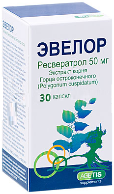 Эвелор 50мг №30 капсулы (ресвератрол) @&