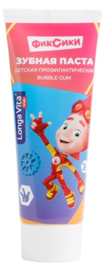 Зубная паста Long Vita детская профилактическая Фиксики Bubble Gum 75 гр от 3 лет