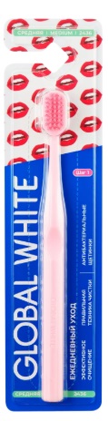 Зубная щетка GLOBAL WHITE Medium Ежедневный уход розовая