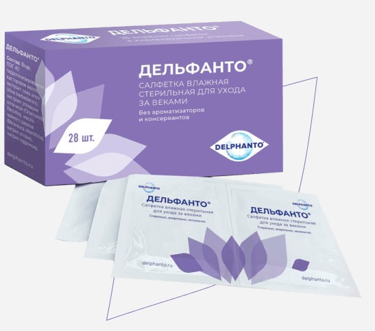 Дельфанто 28шт стерильных салфеток для гигиены век 