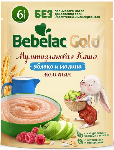 Бебелак Каша молочная Мультизлак Яблоко-Малина 200г