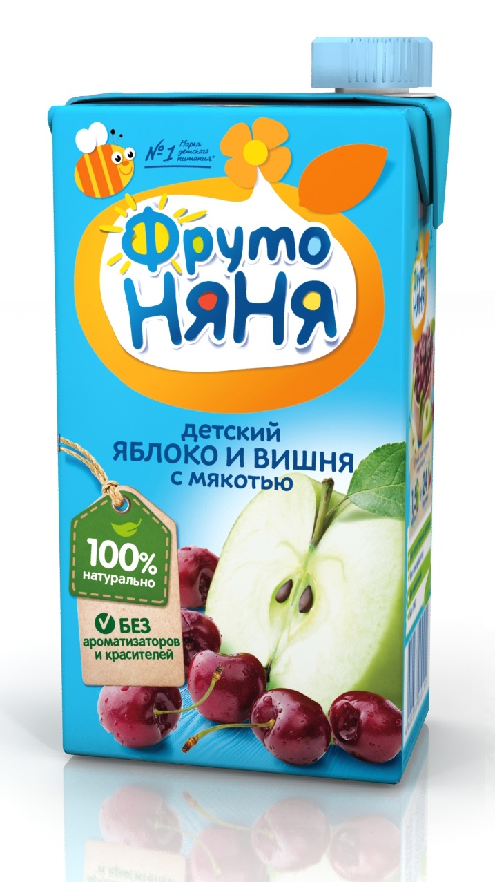 ФрутоНяня Сок яблоко вишня с мякотью  500мл