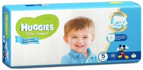 Подгузники для Мальчиков HUGGIES ULTRA COMFORT №5 (12-22кг) 56шт