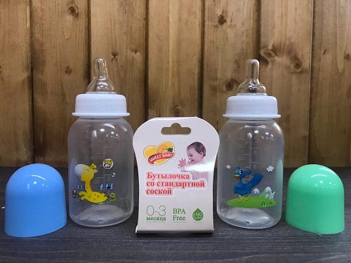 Бутылочка Пластиковая SWEET BABY 150 мл Соска Силиконовая 0м+ K4010 цв.в асс.