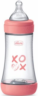 Бутылочка Пластиковая CHICCO Perfect5 240мл Соска Силиконовая 2м+ Розовая