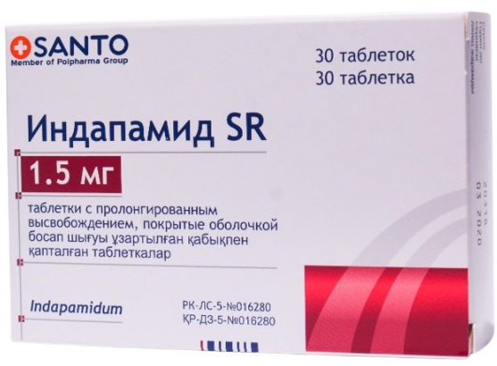 Индапамид SR 1,5 мг №30 (SANTO) (Упаковка)