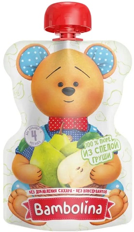 Bambolina Пюре Груша 90г с пауч 4мес.