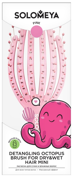 Расческа для волос массажная SOLOMEYA 9615110000 Pink Detangling Octopus Brush For Dry Hair And Wet