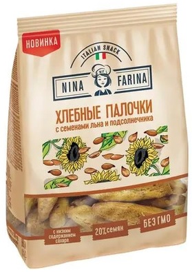Хлебные палочки Лен+подсолнечник 160г Nina Farina