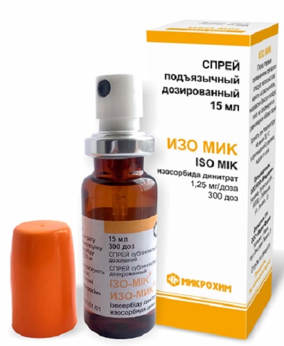 Изо-Мик 1,25 мг/доза 15 мл спрей   (изосорбида динитрат)