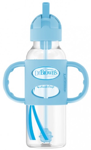 Поильник 6м+ DrBROWNS 250мл С трубочкой и с ручками Голубой арт.SB81102