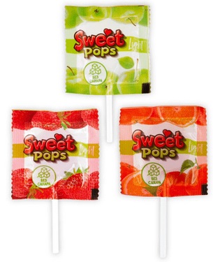 Карамель на палочке SWEET POPS Light  Яблоко, Апельсин, Клубника 10г