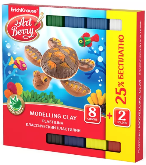 Пластилин Классический Art Berry с Алоэ Вера 8+2 цветов 