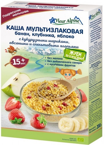 Fleur Alpine Каша безмолоч Мультизлак Банан клубника яблоко 200г с 12мес