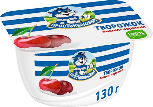 Простоквашино Творожок 3,6% 130г Вишня-Черешня