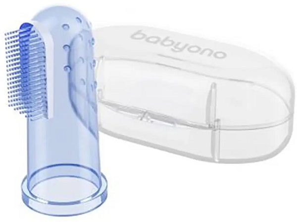 Первая зубная щетка в футляре голубая BABYONO арт.723/02