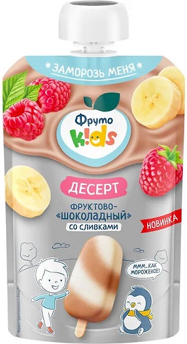 ФрутоКидс Десерт Фруктово-Шоколадный со сливками 90г пауч ФрутоНяня
