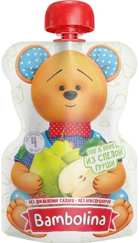 Bambolina Пюре Груша 100г с пауч 4мес.