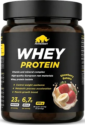 Primecraft Протеин сывороточный Whey Protein Клубника-банан 450г банка