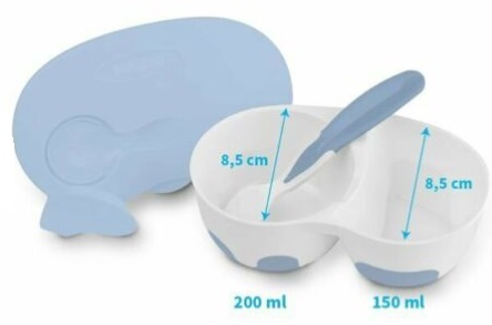 BABYONO Миска тарелка двухсекционная с ложкой 6+ мес арт.1067/02