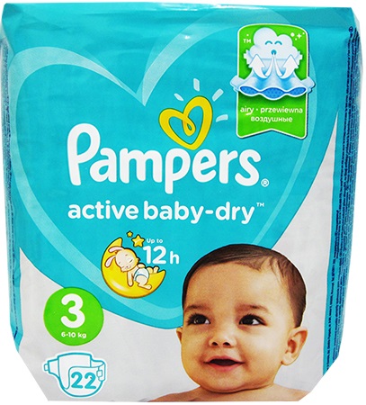 Подгузники для детей PAMPERS Active baby-dry №3 (6-10кг) 22шт