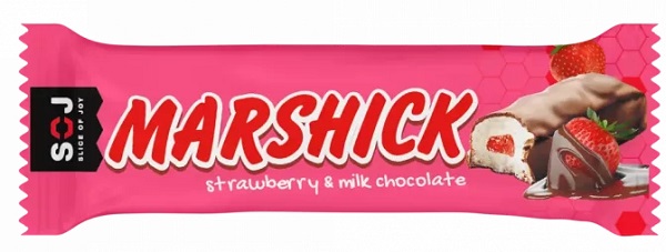 Батончик Marshmallow SOJ Marshick с клубничной начинкой в молочном шоколаде 30г