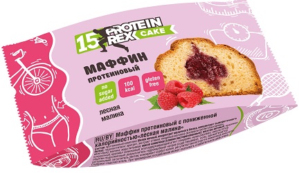 Protein Rex Маффин протеиновый 40г лесная малина с пониженной калорийностью