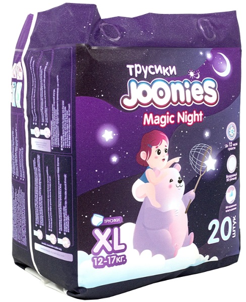 Трусики-подгузники для детей JOONIES Magic Night XL20 ( 12-17 кг ) 20 шт 