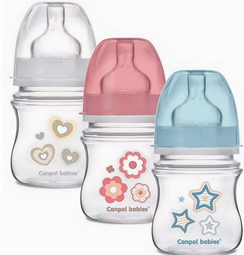Бутылочка Пластиковая CANPOL BABIES 120мл Соска Силиконовая ш/г 0м+(цв.в асс.)