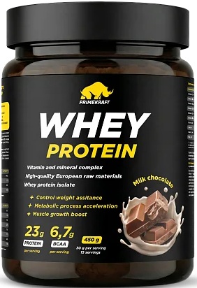 Primecraft Протеин сывороточный Whey Protein Молочный шоколад 450г банка