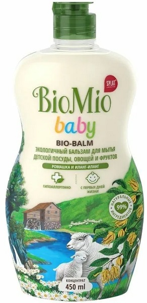 Bio Mio Бальзам для мытья детской посуды Ромашка и Иланг-иланг 450 мл