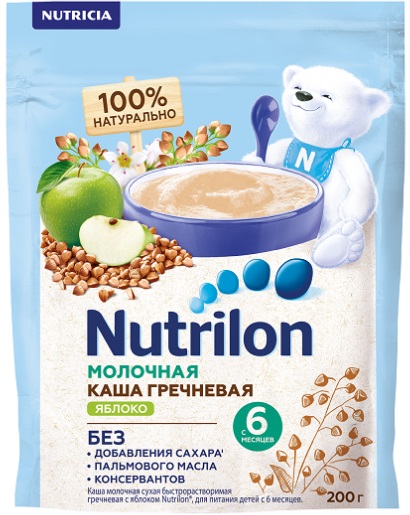 Nutrilon Каша молочная Гречневая Яблоко 200г c 6мес Нутрилон