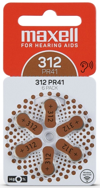 Батарейка MAXELL Zink Air код 312 ( 6 шт ) ( PR41 )  (Упаковка)
