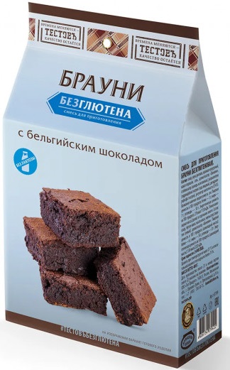 ТЕСТОВЪ Брауни безглютен с бельг.шок 400 г ( смеси д/приг ) &