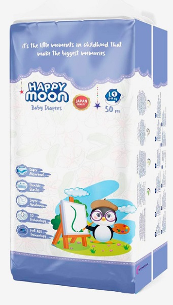 Подгузники Happy Moon L (8-14кг) 50шт