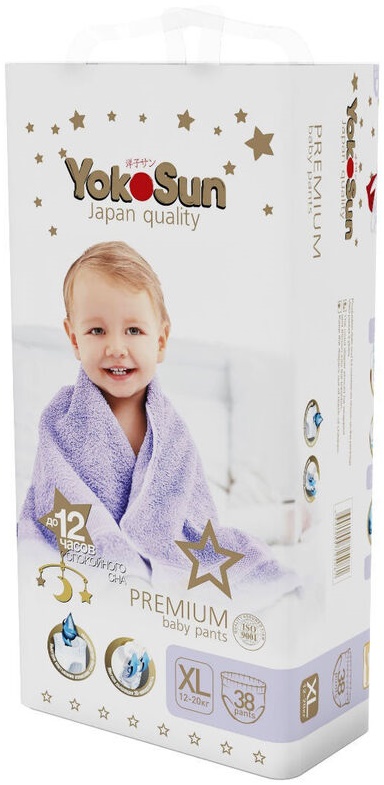 Трусики-подгузники для детей YOKOSUN Premium XL38 ( 10-20 кг ) 38 шт