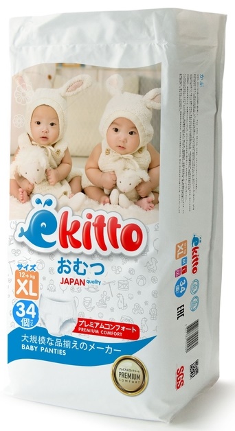 Трусики-подгузники для детей EKITTO Premium XL34 ( 12 кг+ ) 34 шт