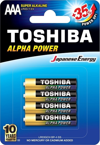 Батарейка TOSHIBA ААА ( 4 шт ) ( LR03 ) 1.5V Alpha Power >