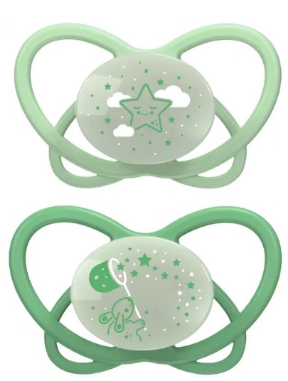 Соска-Пустышка Силиконовая NIP 6м+ Butterfly Night Green арт.31625