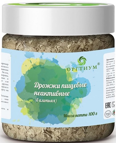 Оргтиум Дрожжи пищевые неактивные 100г хлопья