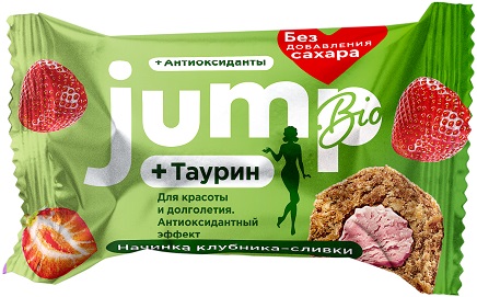 Конфета протеиновая Jumpbio +Таурин Клубника-сливки 30г