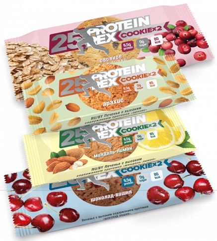 Protein Rex 25% Печенье клубника 50г протеиновое с пониженной калорийностью